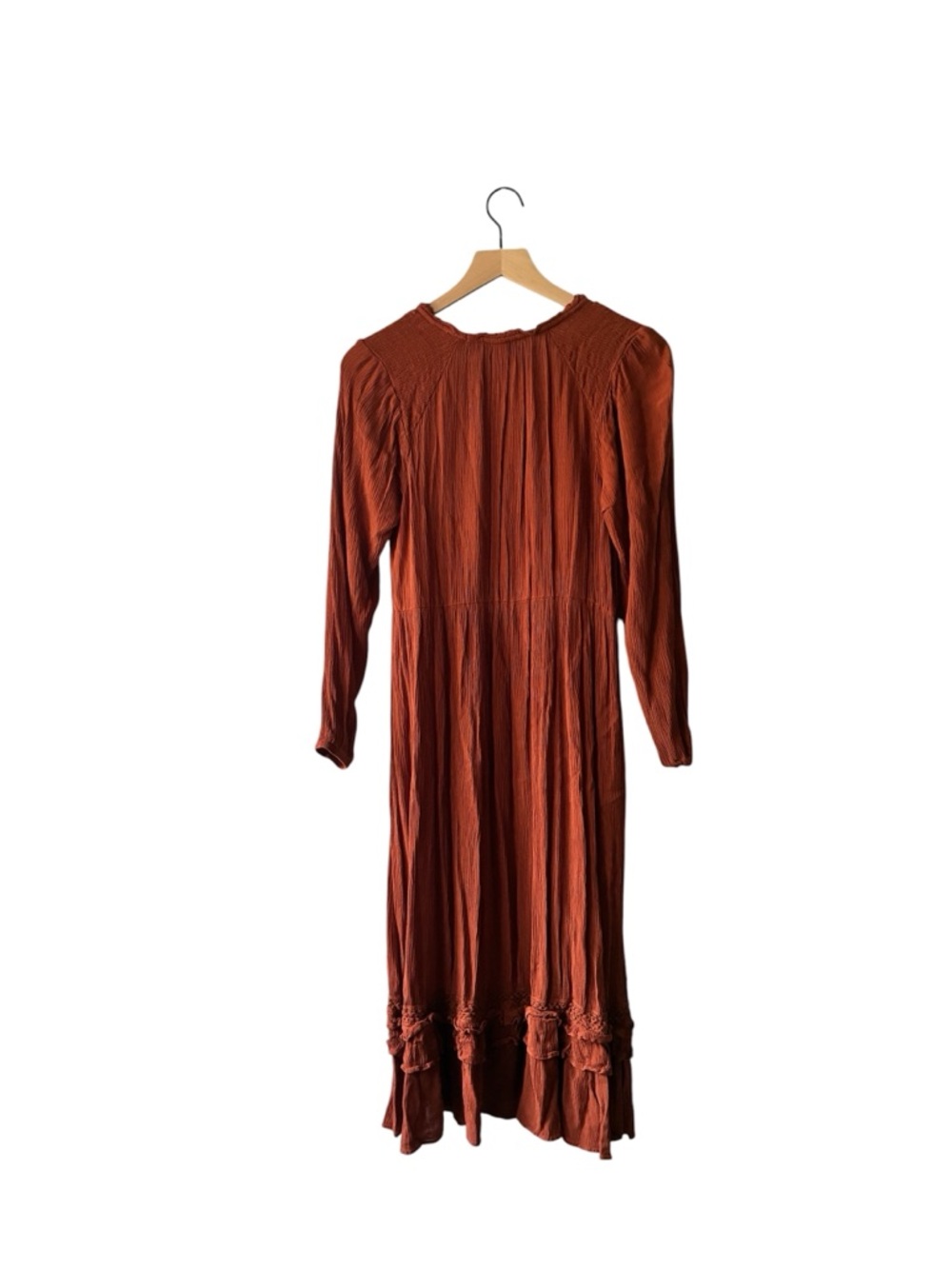 Knox Rose Rust Long-Sleeve Boho Maxi Dress - Picture 2 of 6